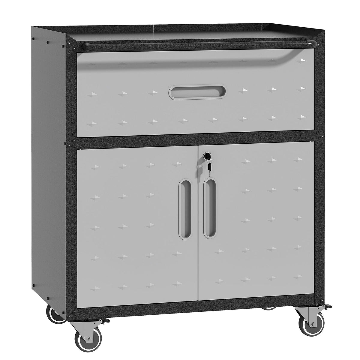 Mobile Metal Tool Cabinet with Locking Doors