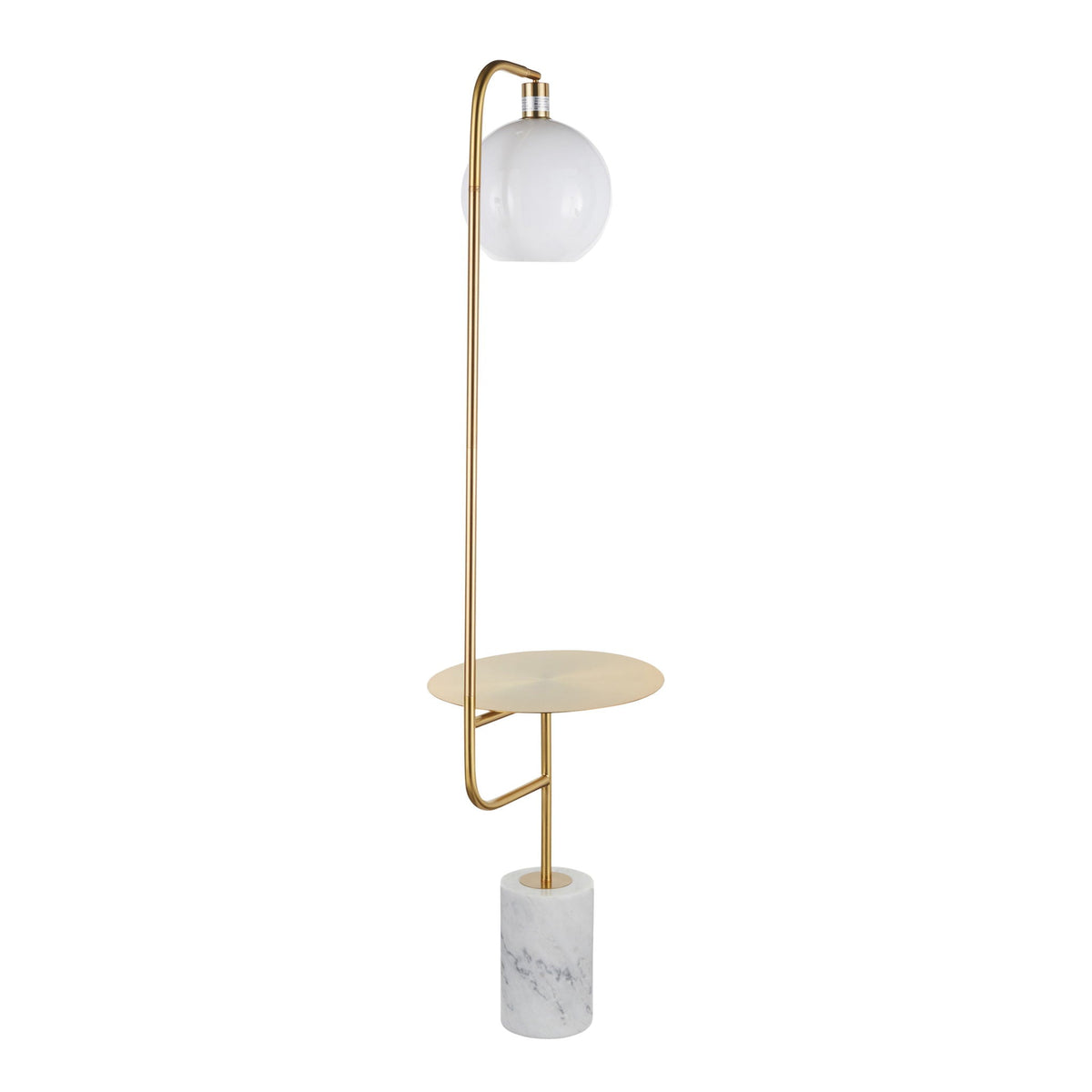 Floor Lamp with Side Table & White Marble Base