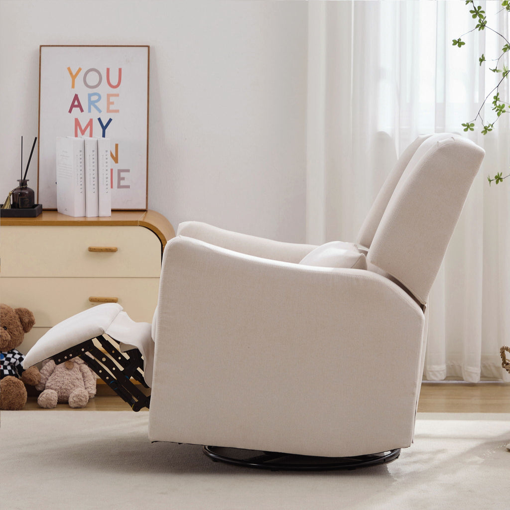 Wide Wingback 360° Swivel Glider Rocker Recliner – Dark Green or Beige