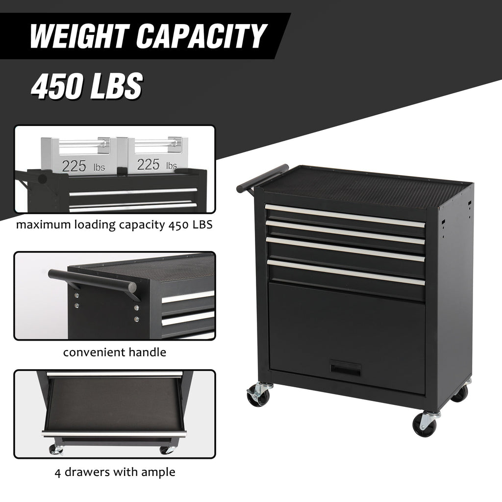 4-Drawer Rolling Tool Chest – Black