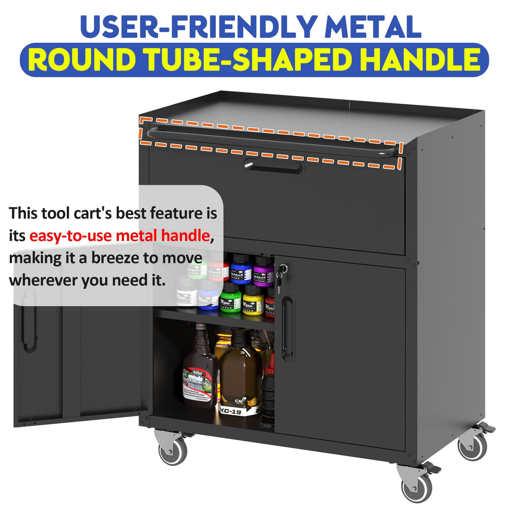 Mobile Metal Tool Cabinet with Locking Doors