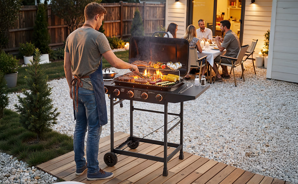 4-Burner Propane Gas Grill with Side Burner
