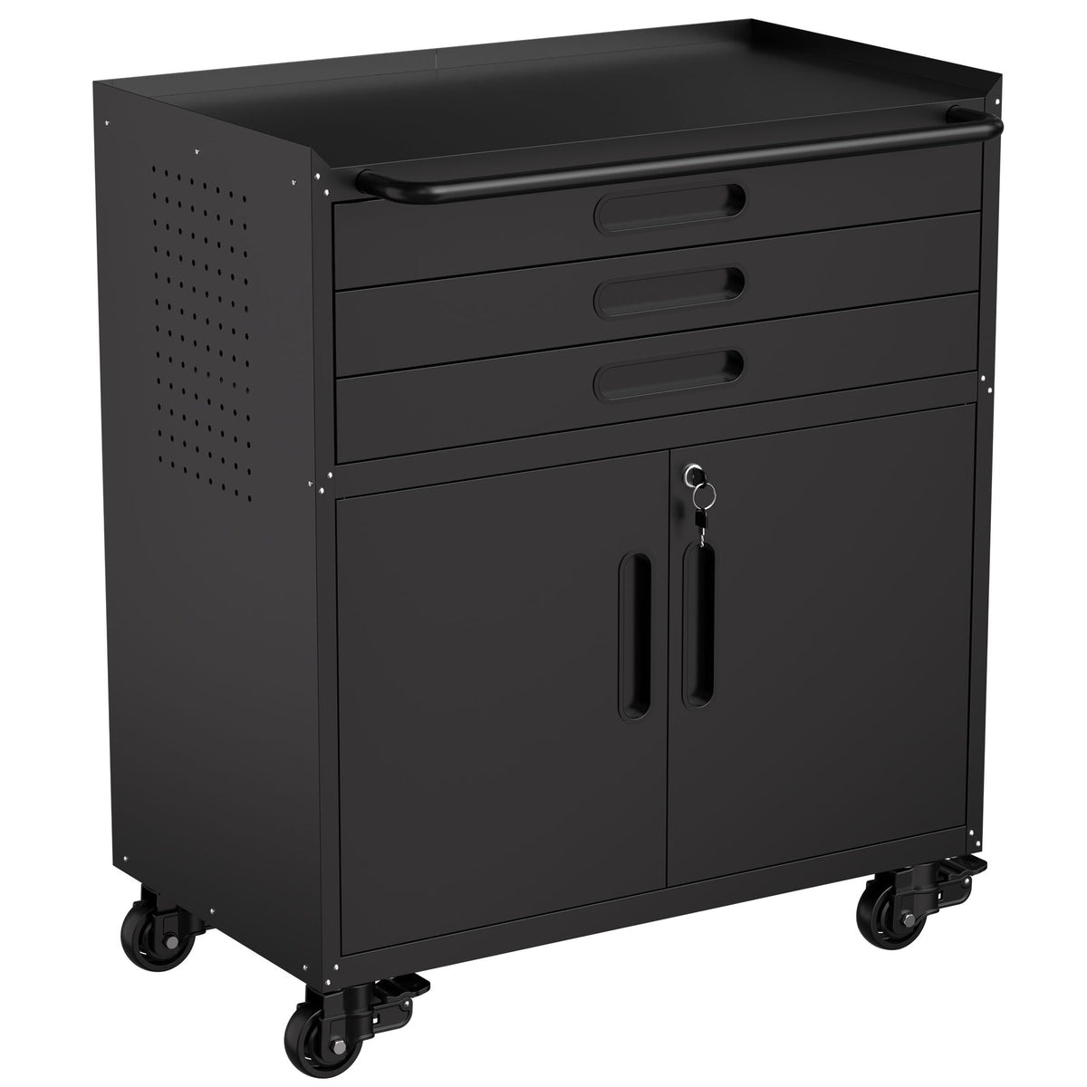 Heavy-Duty Rolling Tool Cabinet with Lockable Doors