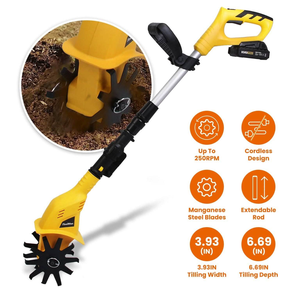 20V Cordless Garden Tiller & Cultivator