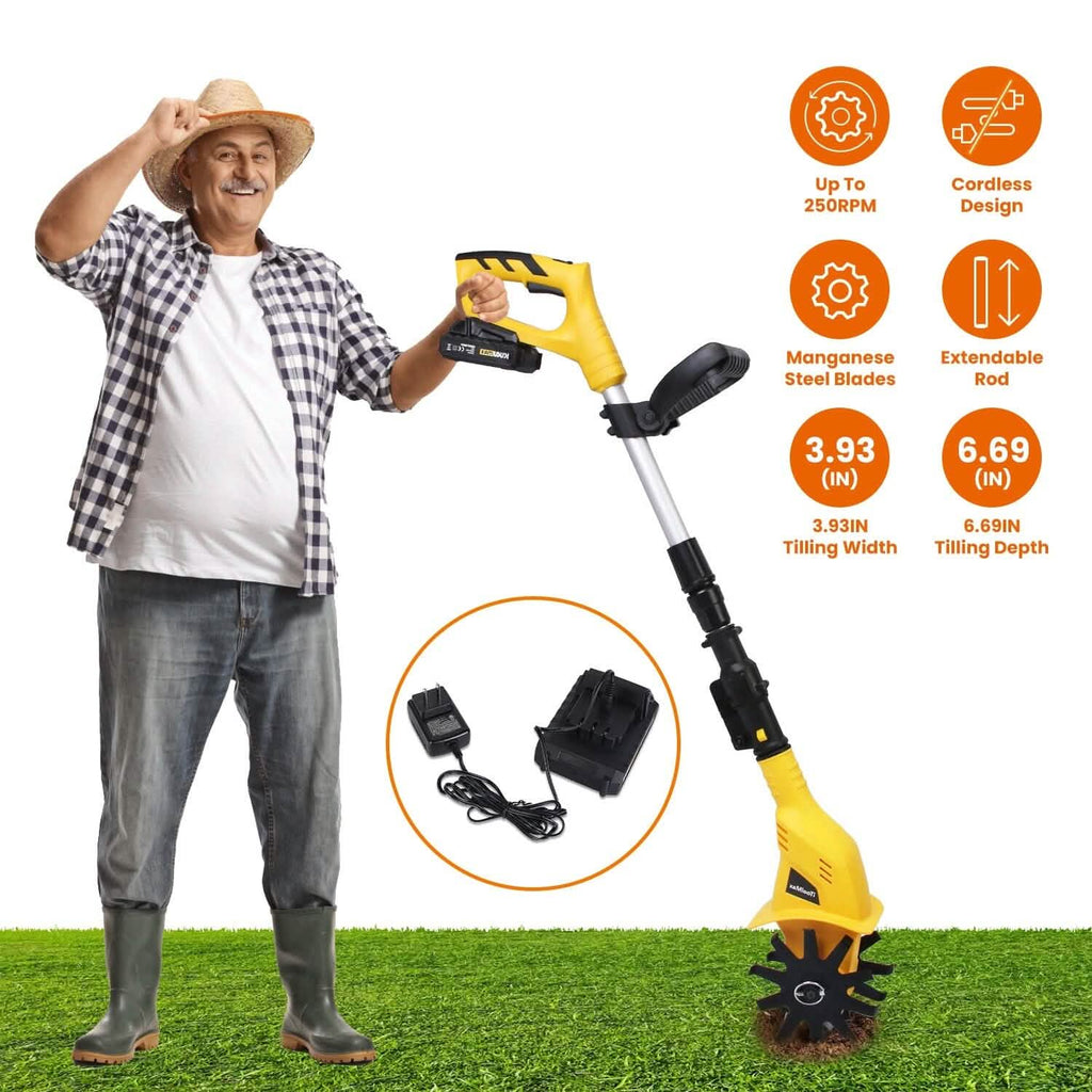 20V Cordless Garden Tiller & Cultivator