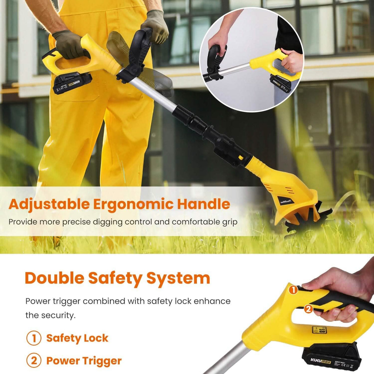 20V Cordless Garden Tiller & Cultivator