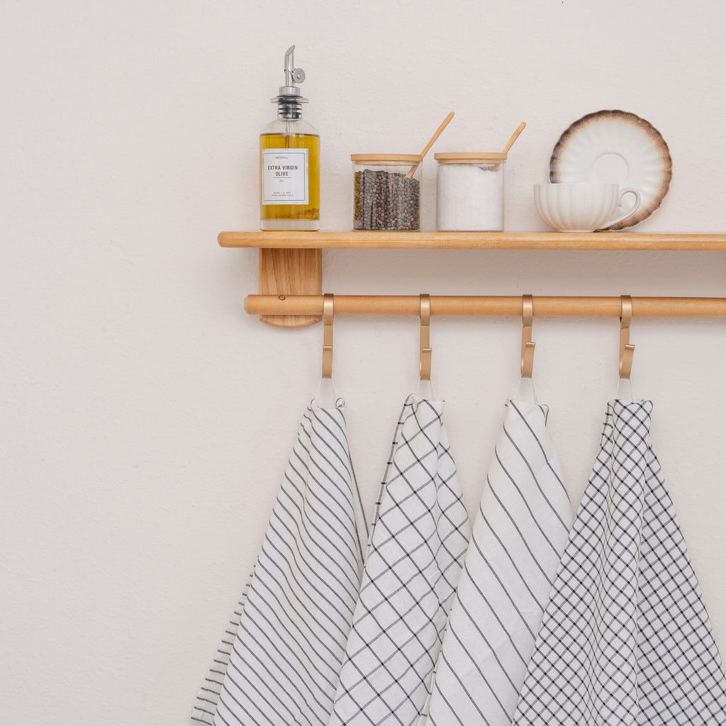 Organic Cotton Stripe & Check Kitchen Towel Set