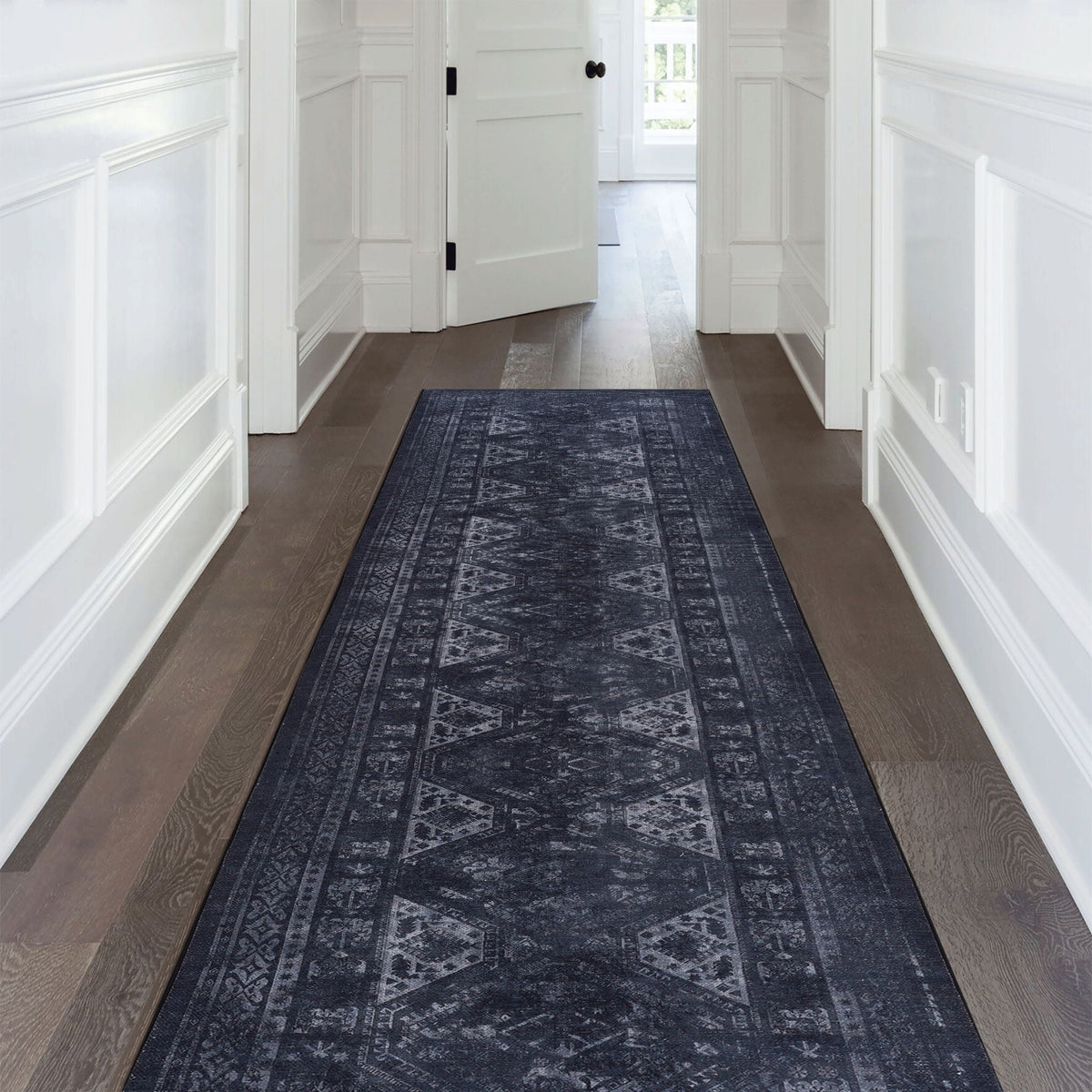 Washable Runner Rug – Beige, Dark Gray or Black