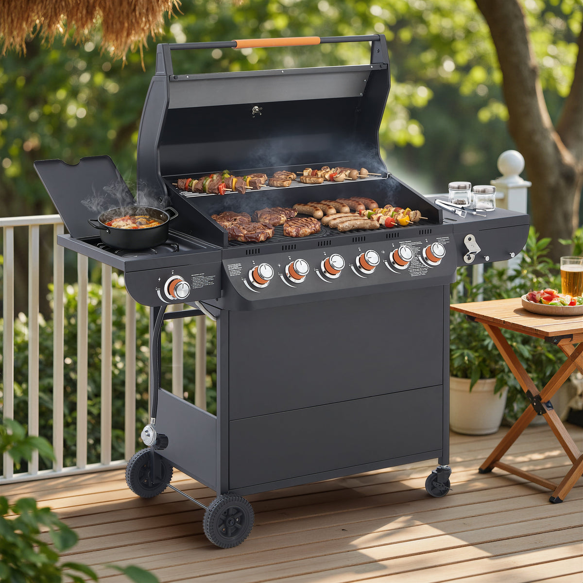 6-Burner Propane Gas Grill with Side Burner