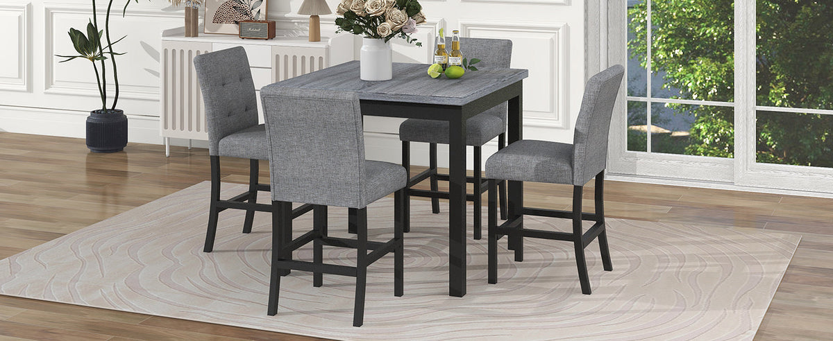 TOPMAX 5-Piece Counter-Height Dining Set – Black & Gray
