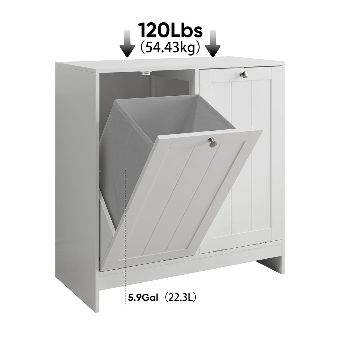 White Tilt-Out Laundry Hamper Cabinet