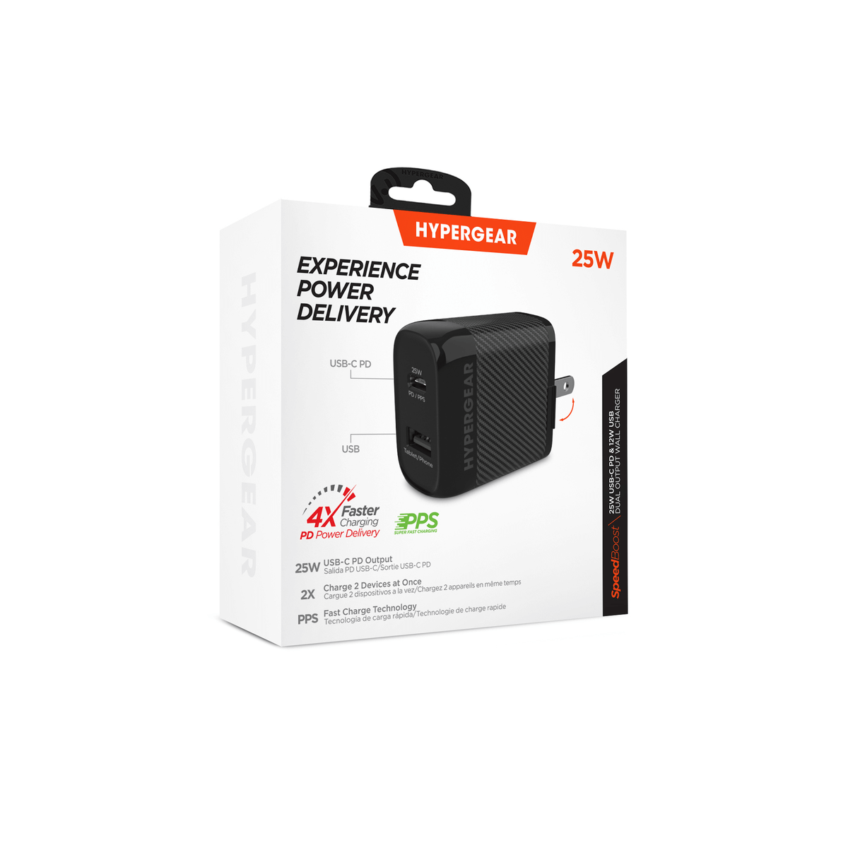 HyperGear SpeedBoost 25W USB-C + 12W USB Fast Wall Charger