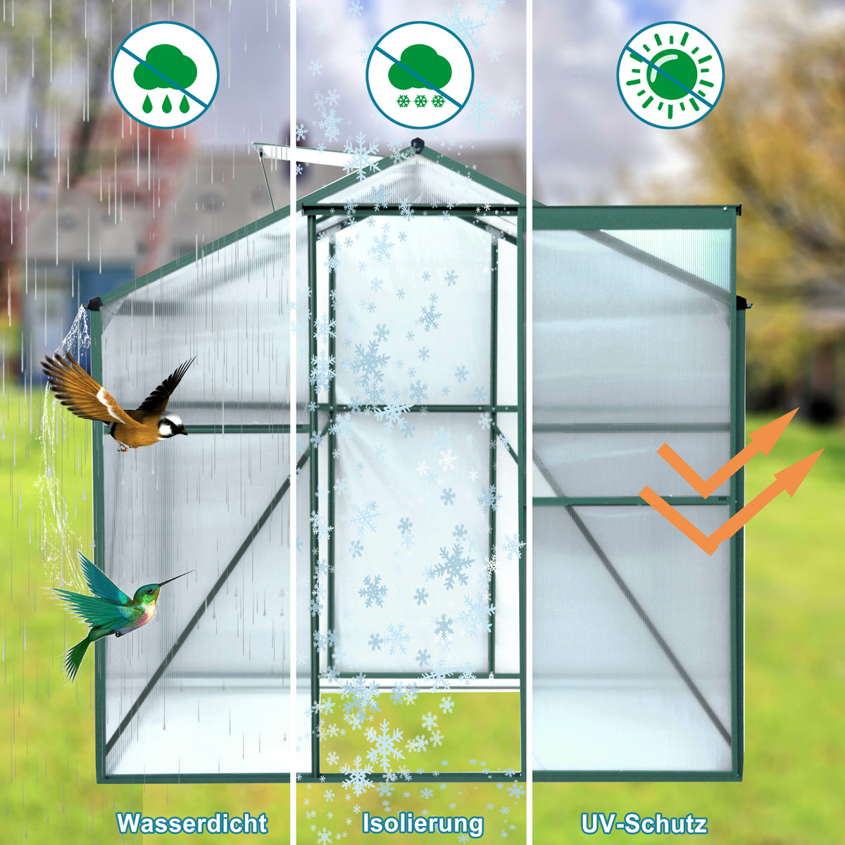 6' x 8' Heavy-Duty Polycarbonate Walk-In Greenhouse