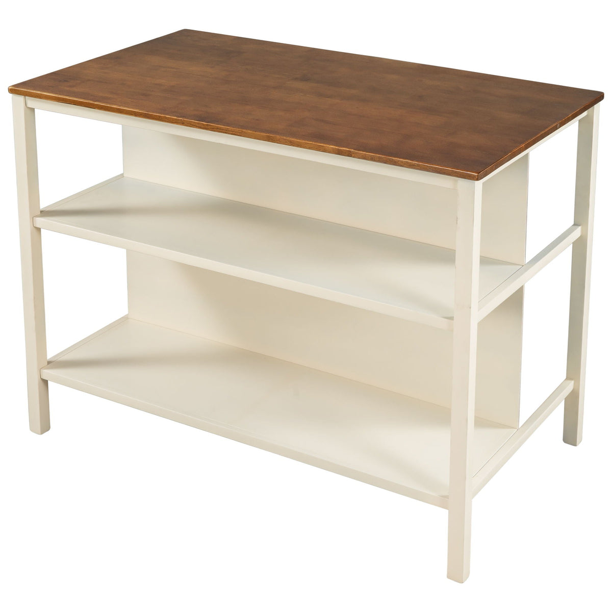 3-Piece Rustic Kitchen Island & Stool Set – Light Brown