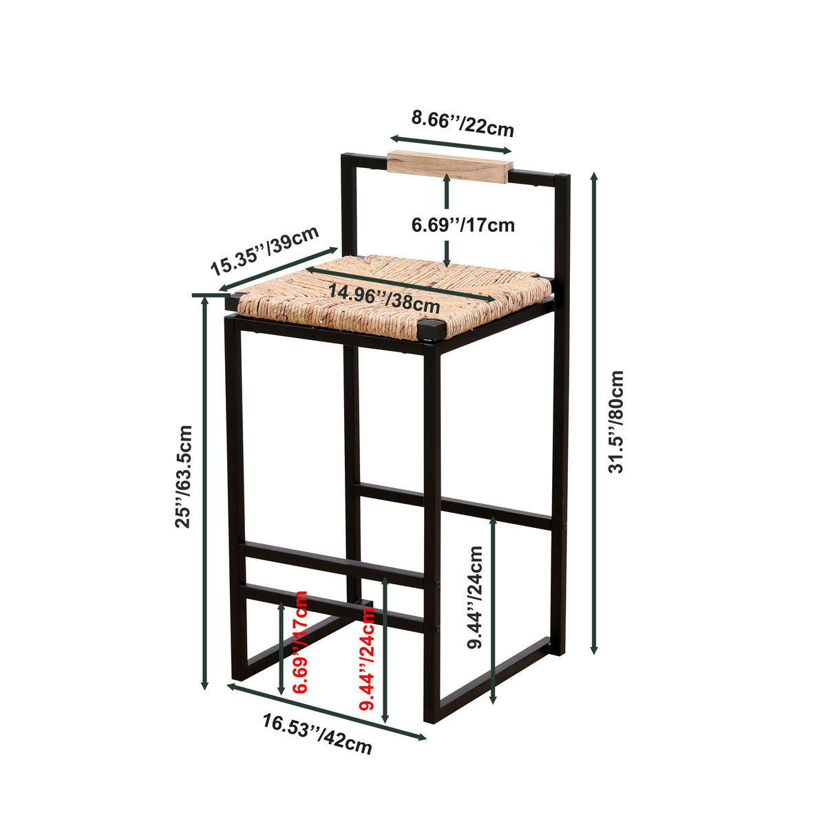 Set of 2 Water Hyacinth Counter-Height Bar Stools – Natural