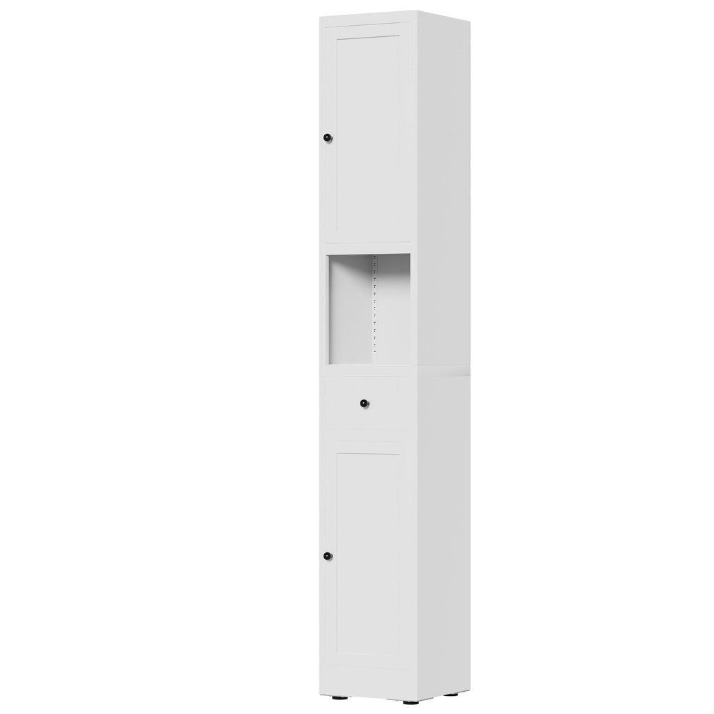 Tall Narrow 5-Tier Bathroom Storage Cabinet – White