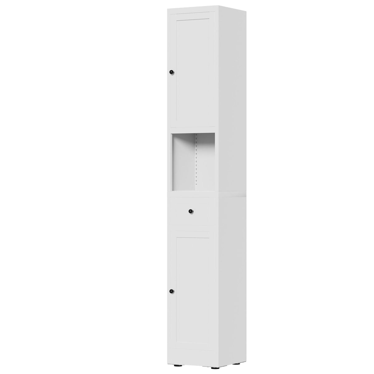 Tall Narrow 5-Tier Bathroom Storage Cabinet – White
