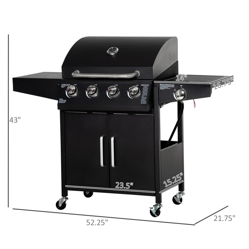 52-Inch 4+1 Burner Propane Gas Grill – Black