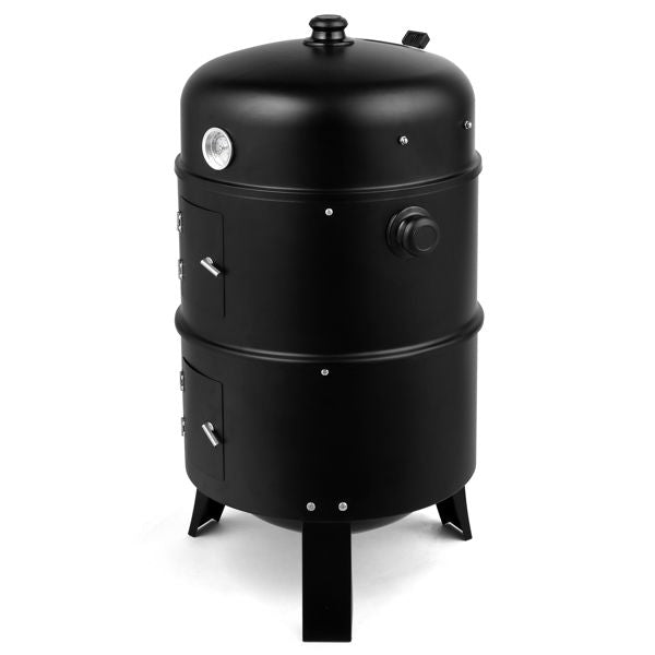 Portable Barrel Charcoal Smoker Grill – Black
