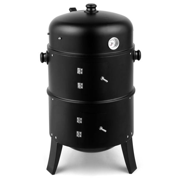 Portable Barrel Charcoal Smoker Grill – Black