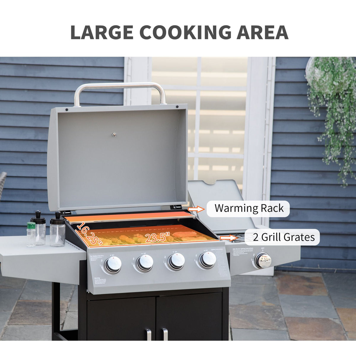 52-Inch 4+1 Burner Propane Gas Grill – Silver