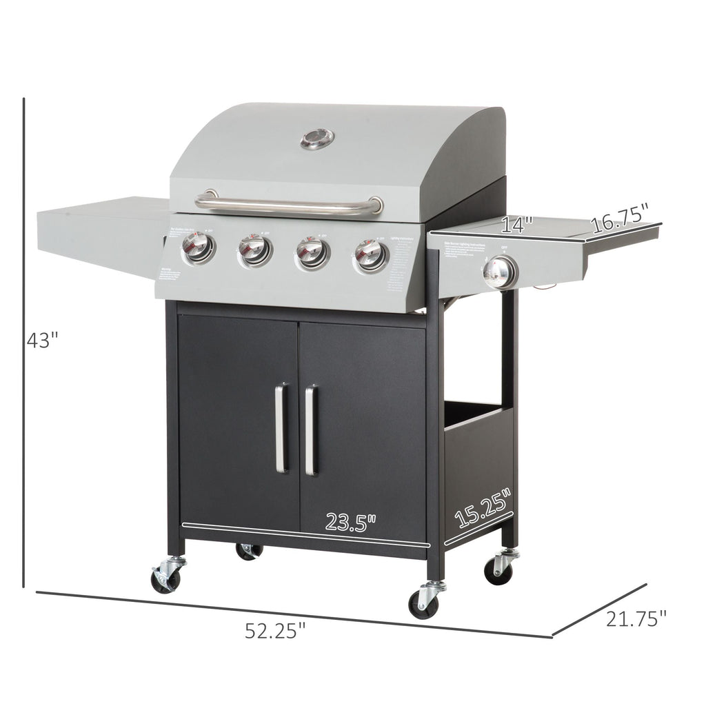 52-Inch 4+1 Burner Propane Gas Grill – Silver