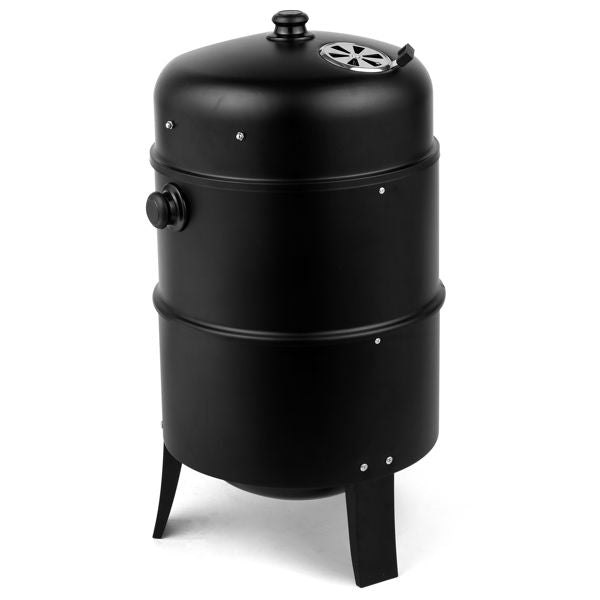 Portable Barrel Charcoal Smoker Grill – Black