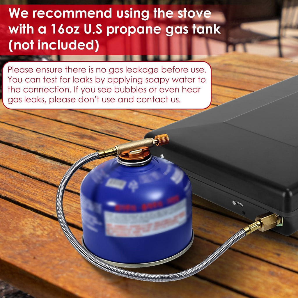 3-Burner Portable Propane Camping Stove with Windshield