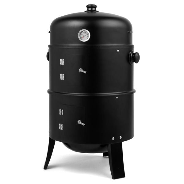 Portable Barrel Charcoal Smoker Grill – Black