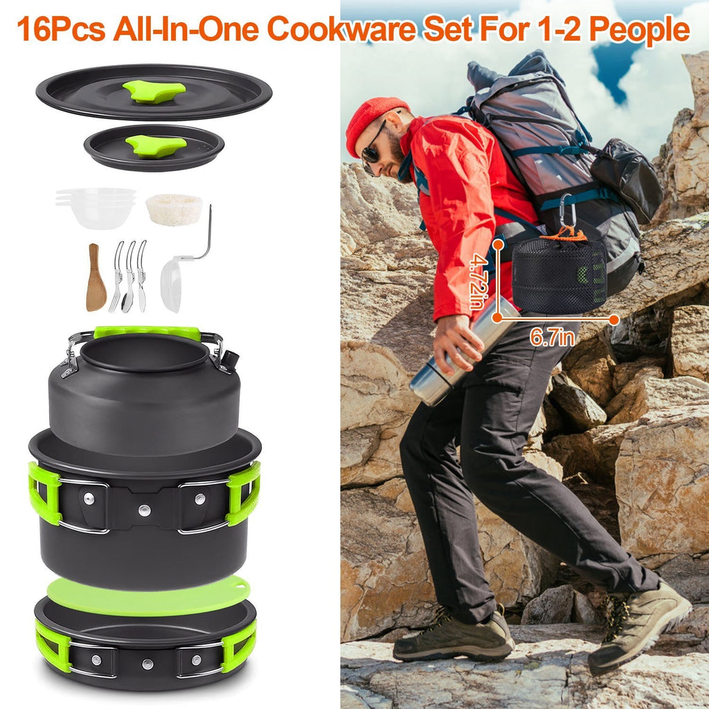 16-Piece Camping Cookware & Kettle Set