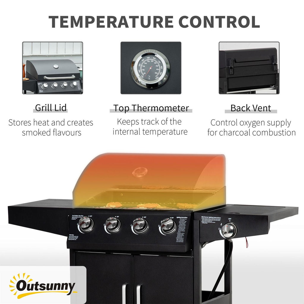 52-Inch 4+1 Burner Propane Gas Grill – Black