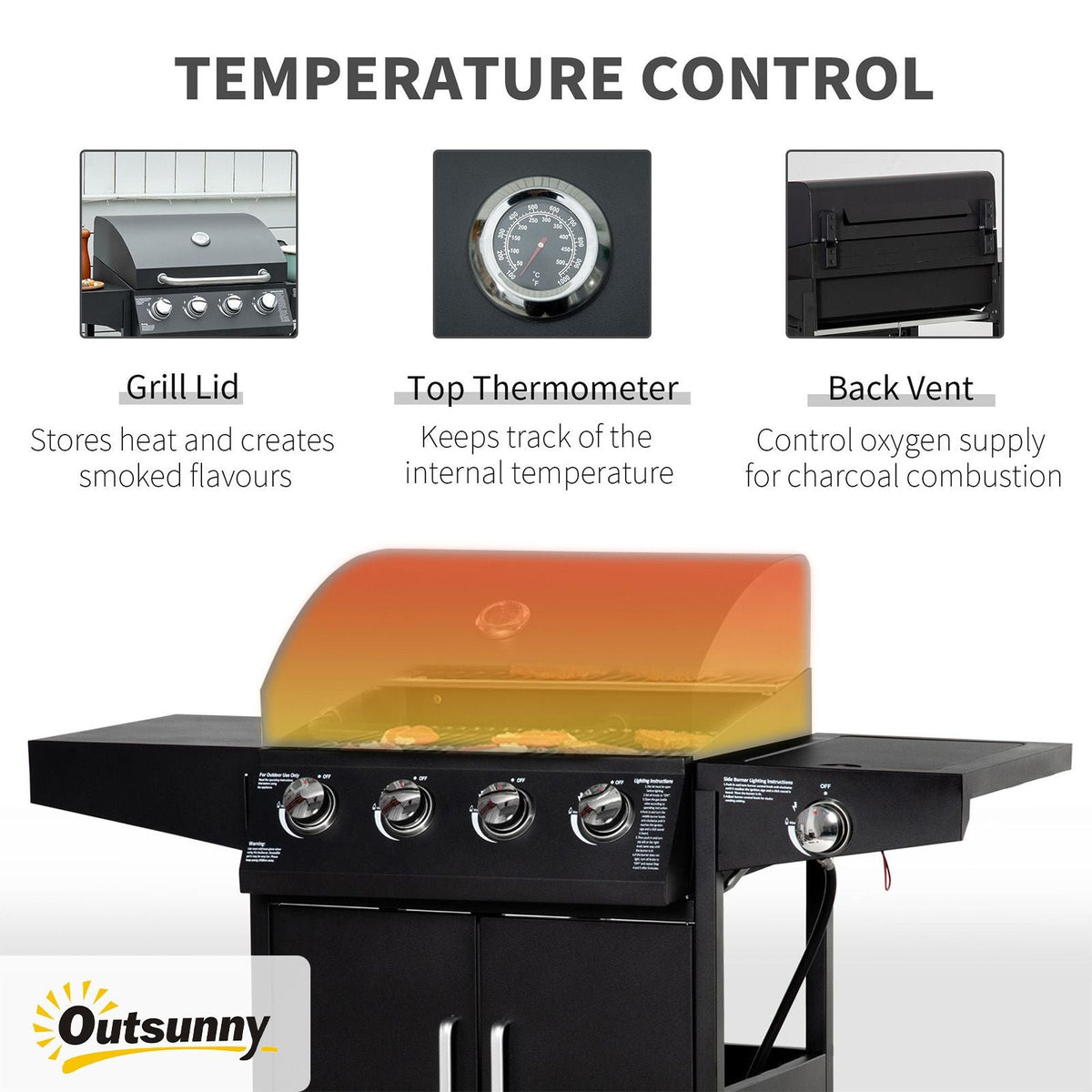 52-Inch 4+1 Burner Propane Gas Grill – Black
