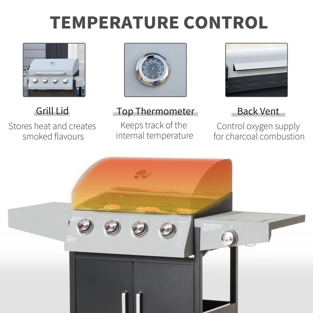 52-Inch 4+1 Burner Propane Gas Grill – Silver