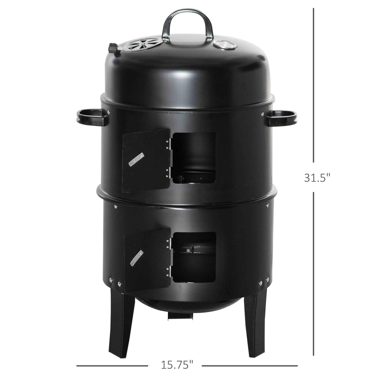 3-in-1 Vertical Charcoal Smoker & Grill