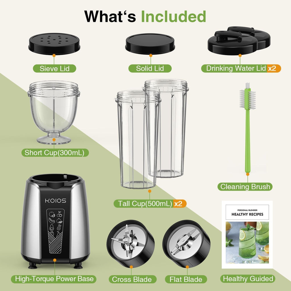 KOIOS 1000W Personal Blender & Grinder Set