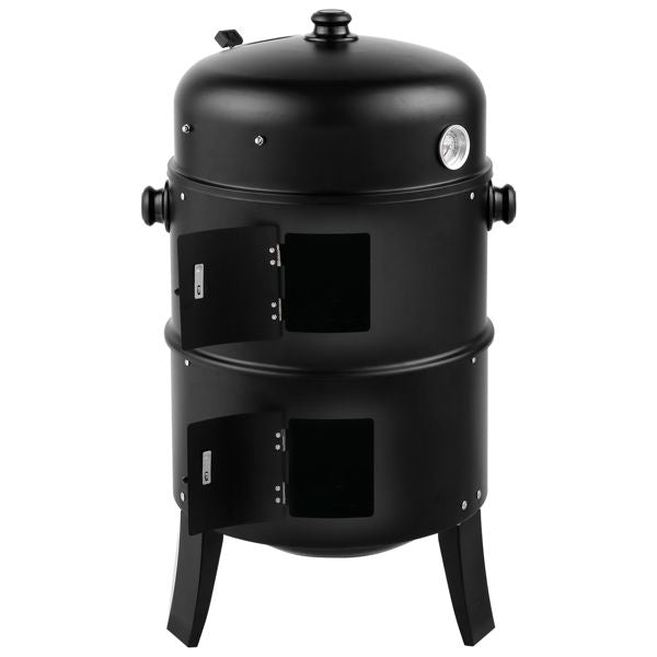 Portable Barrel Charcoal Smoker Grill – Black
