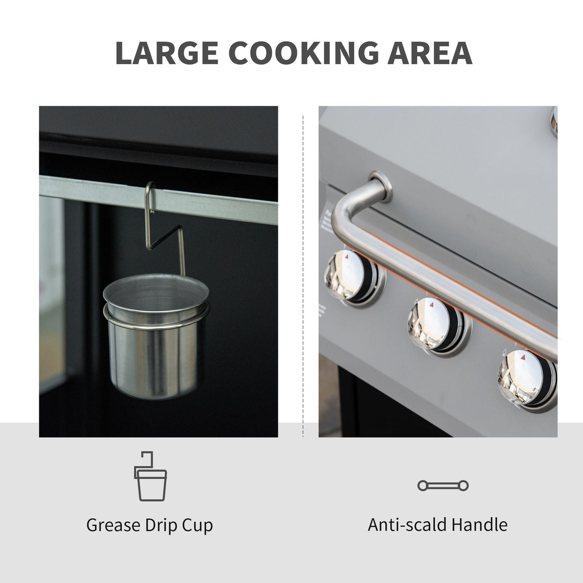 52-Inch 4+1 Burner Propane Gas Grill – Silver