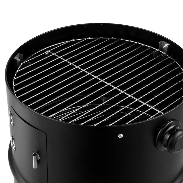 Portable Barrel Charcoal Smoker Grill – Black