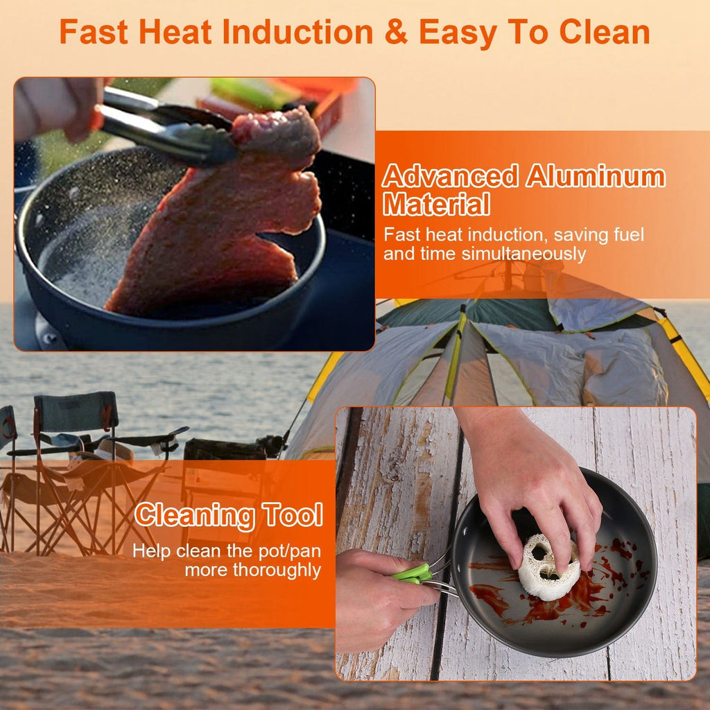 16-Piece Camping Cookware & Kettle Set