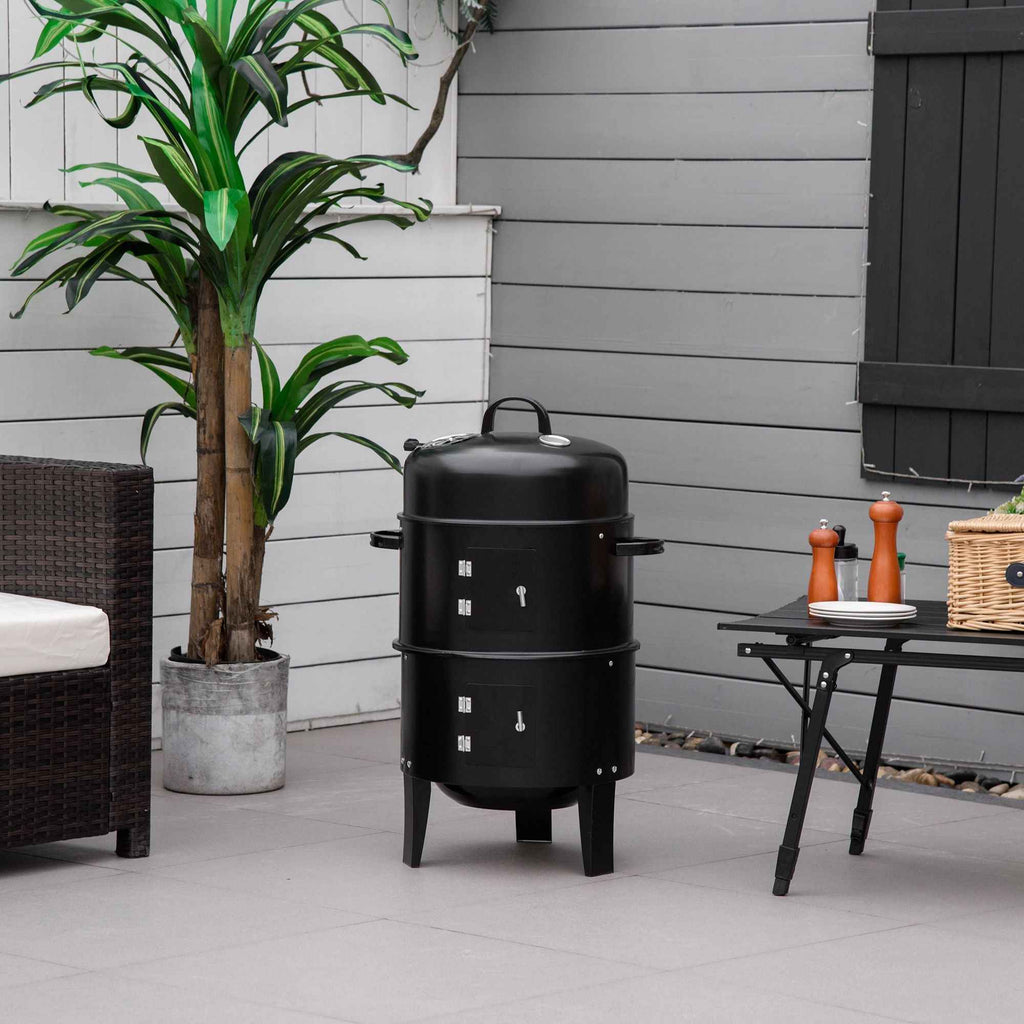 3-in-1 Vertical Charcoal Smoker & Grill
