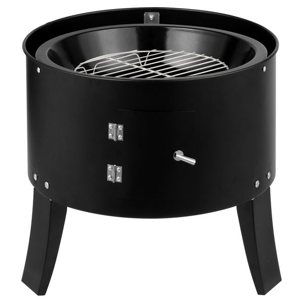 Portable Barrel Charcoal Smoker Grill – Black