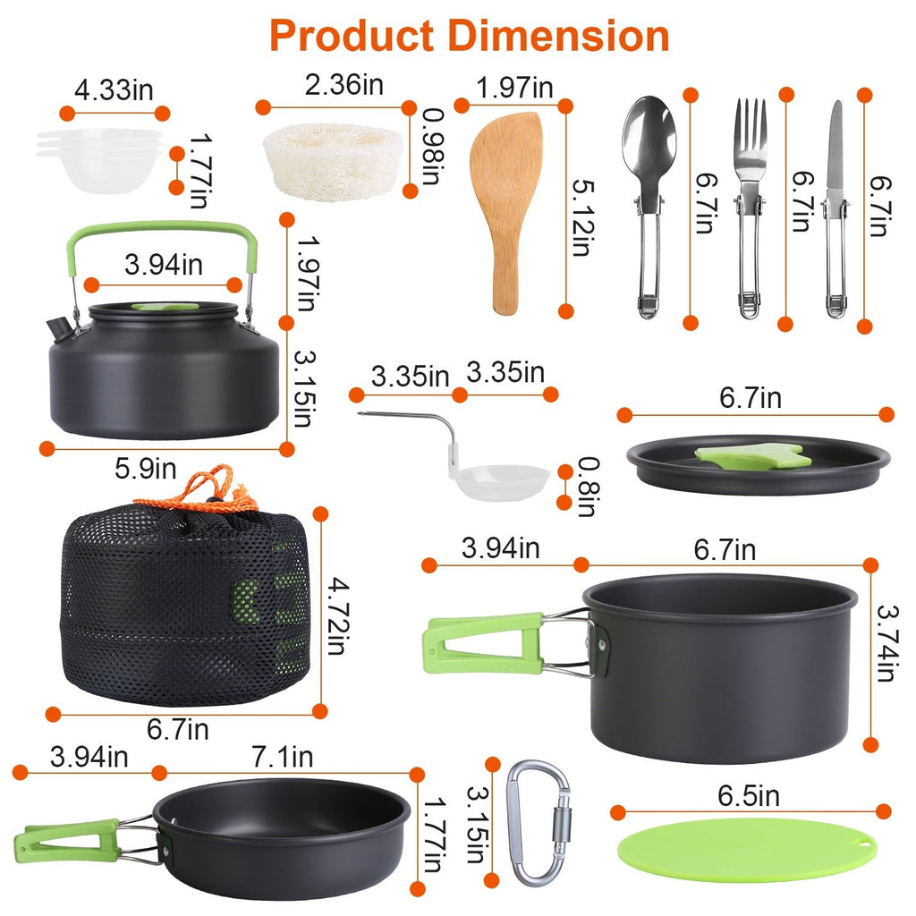 16-Piece Camping Cookware & Kettle Set