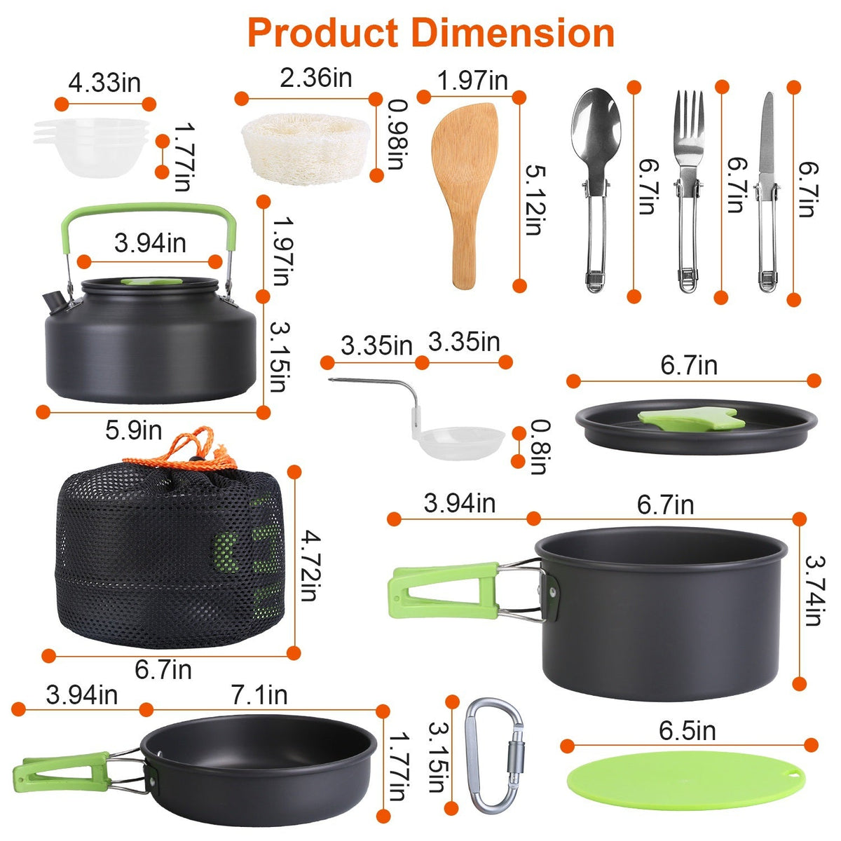 16-Piece Camping Cookware & Kettle Set