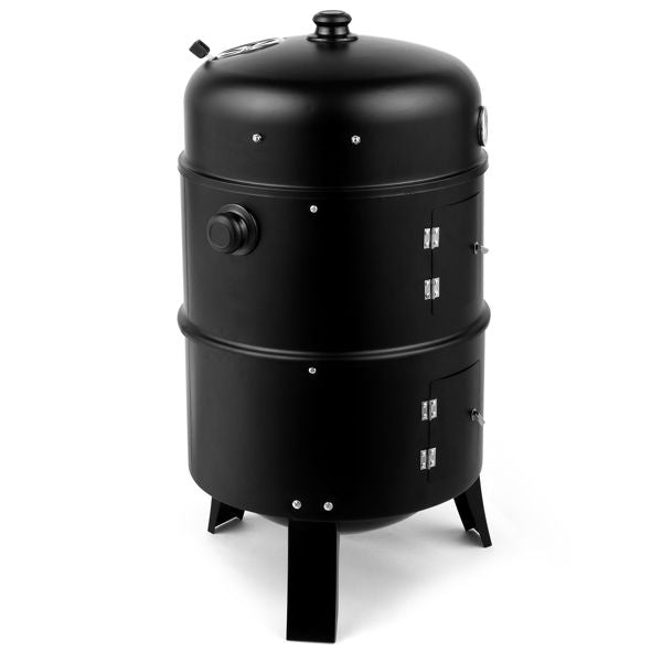 Portable Barrel Charcoal Smoker Grill – Black