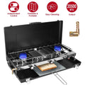 3-Burner Portable Propane Camping Stove with Windshield