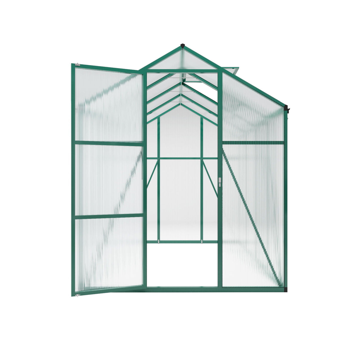 Walk-In Polycarbonate Greenhouse with Raised Base – Green