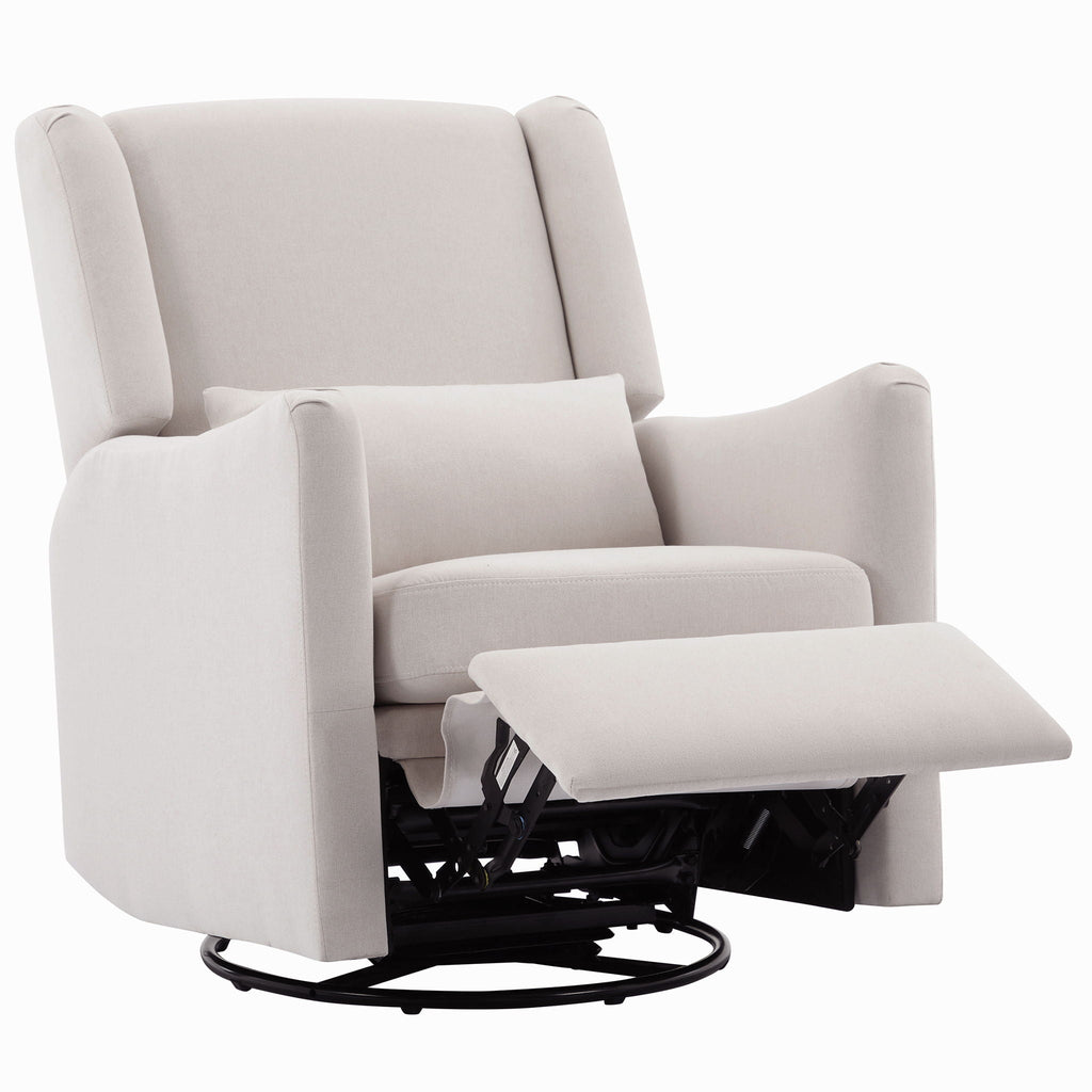 Wide Wingback 360° Swivel Glider Rocker Recliner – Dark Green or Beige