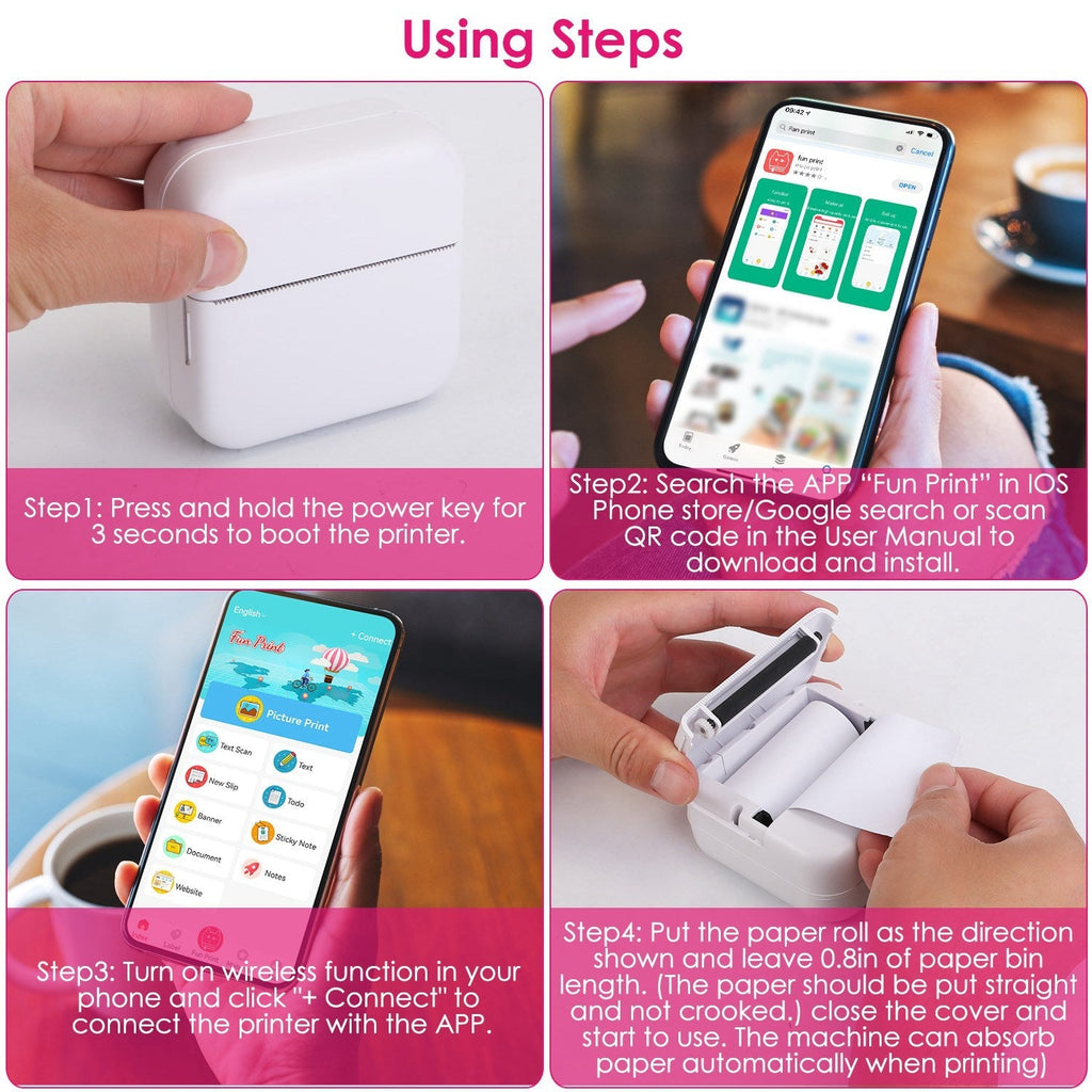 Pocket Wireless Thermal Printer – Rechargeable Inkless Mini Printer