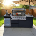 82-Inch 6-Burner Outdoor Kitchen Grill with Wine Cooler