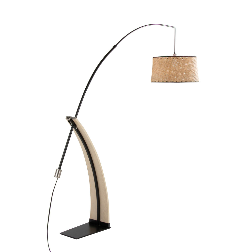 Mid-Century Floor Lamp with Wood Accent